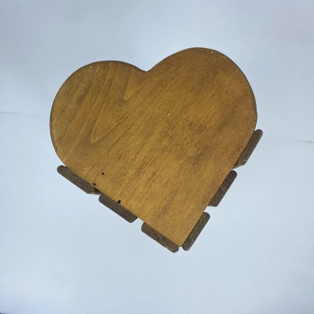 Vintage Old Handmade Solid Wood Wooden Heart Tier Tiered Wall Corner Decor Shelf